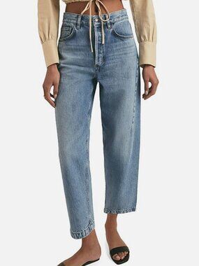 Favorite Daughter Womens' Blue Nikki Barrel-Leg Jeans Pants Size: 26